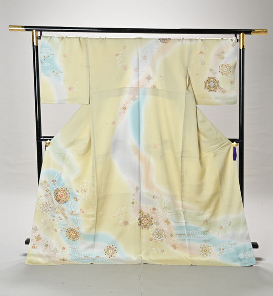 【訪問着】30-0214 ワイド3Lサイズ イエロー